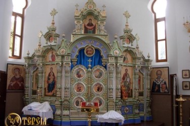 Фаянсовый иконостас церкви Иконы Божией Матери Семистрельная В церкви во имя иконы Божией Матери "Семистрельная"